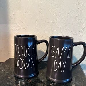 Rae Dunn Black Ceramic Game Day Mugs